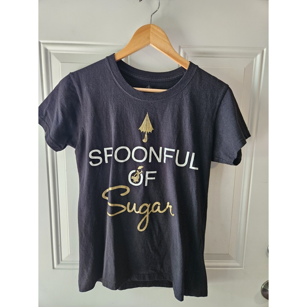 Disney Mary Poppins "Spoonful of Sugar" Graphic T-Shirt Women's Medium Black